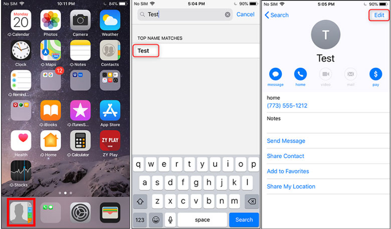 Xóa danh bạ trên iPhone đối với từng liên hệ bước 1